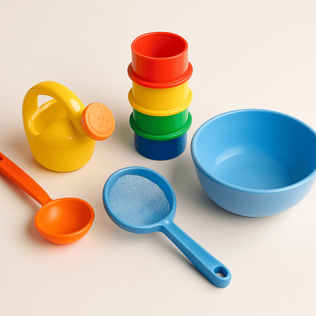 Zabawy z wodą dla dwulatka – przelewanie wody i kolorowe akcesoria do zabawy