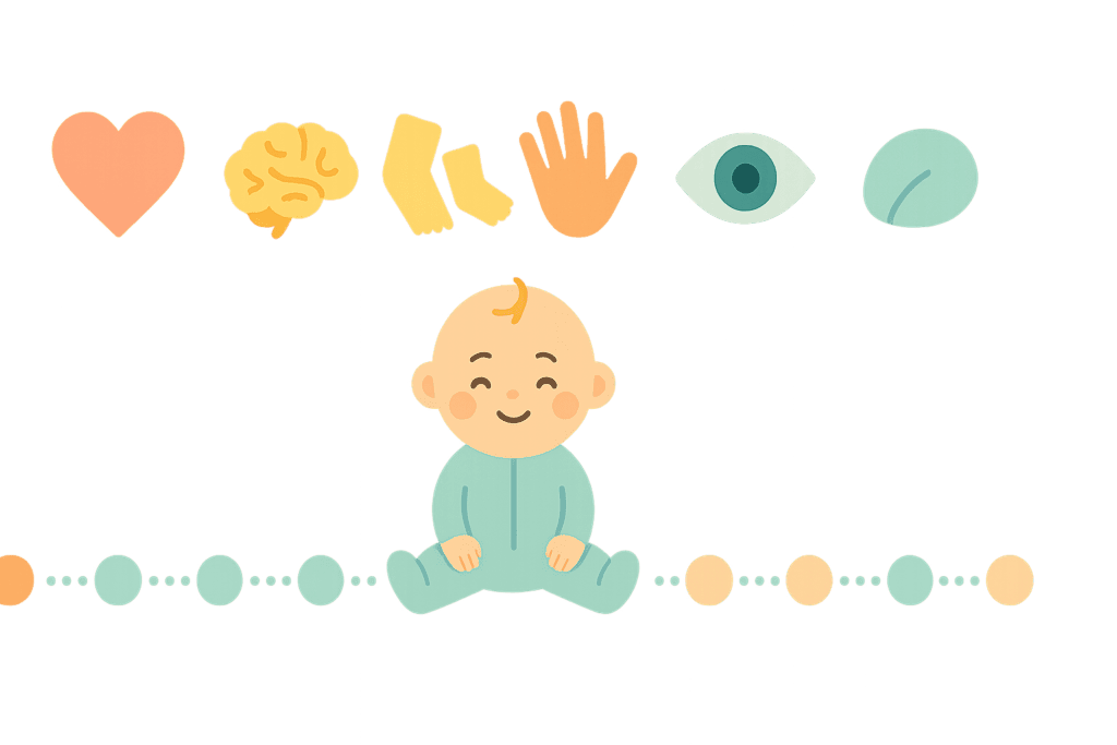 Skoki rozwojowe w 1 roku życia – graficzny kalendarz z etapami rozwoju niemowlaka