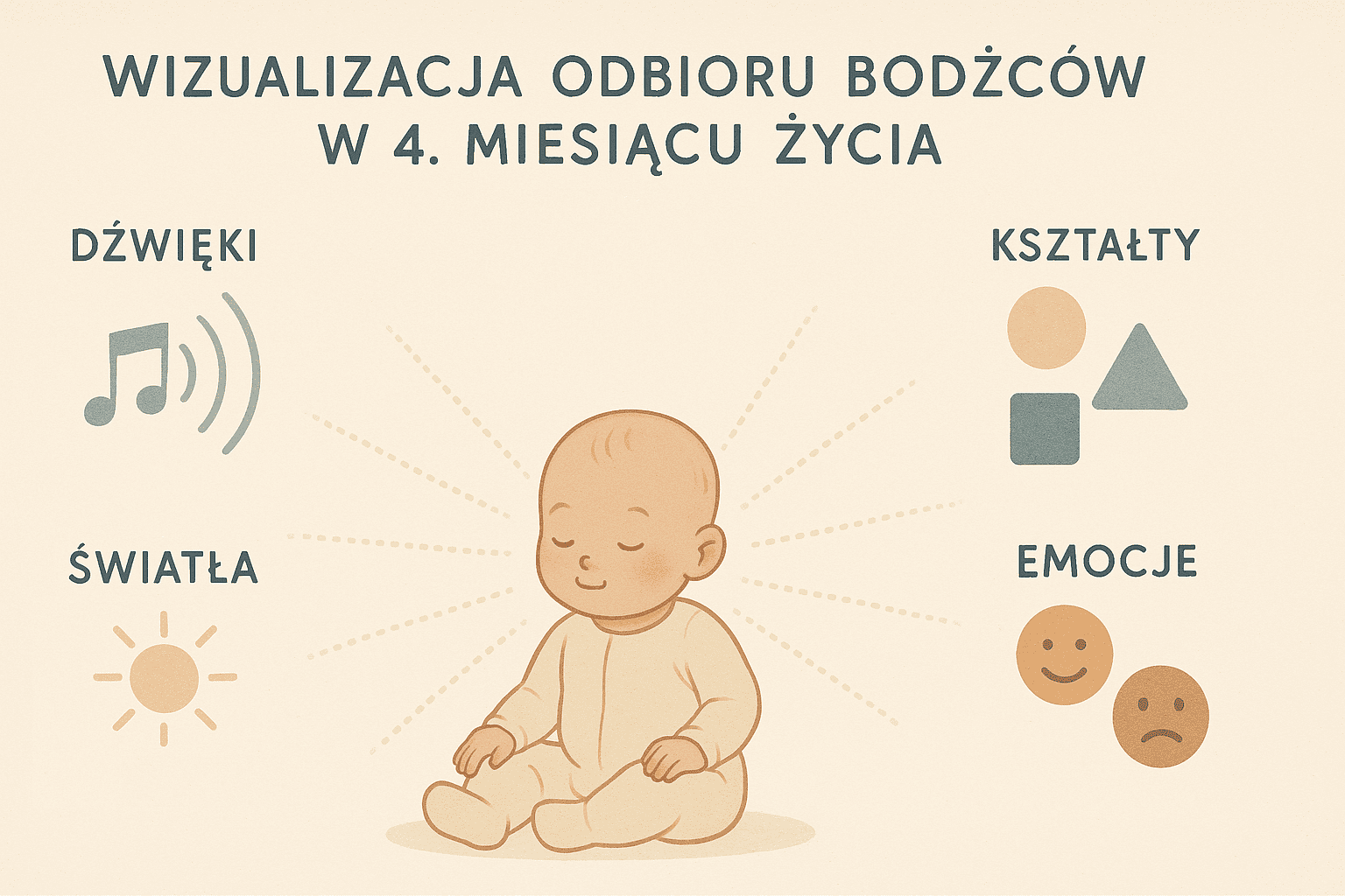 4 skok rozwojowy – schemat ukazujący intensywność odbieranych bodźców przez dziecko