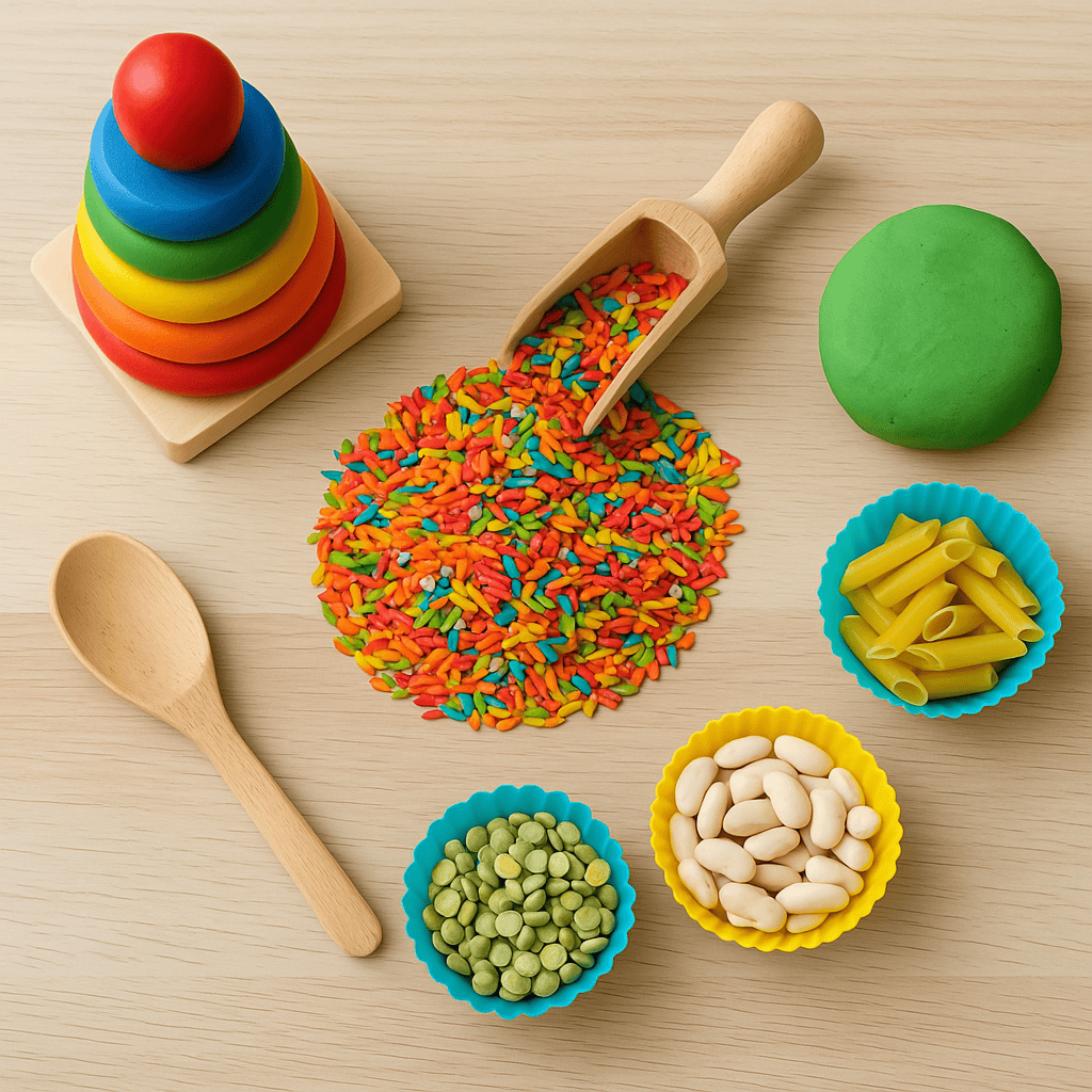 Zabawy sensoryczne dla dwulatka – kolorowe akcesoria i domowe materiały do zabawy