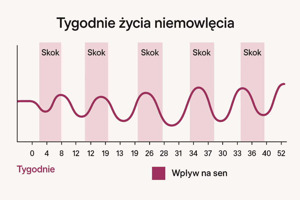 Skoki rozwojowe a sen niemowlaka – kiedy spodziewać się trudności