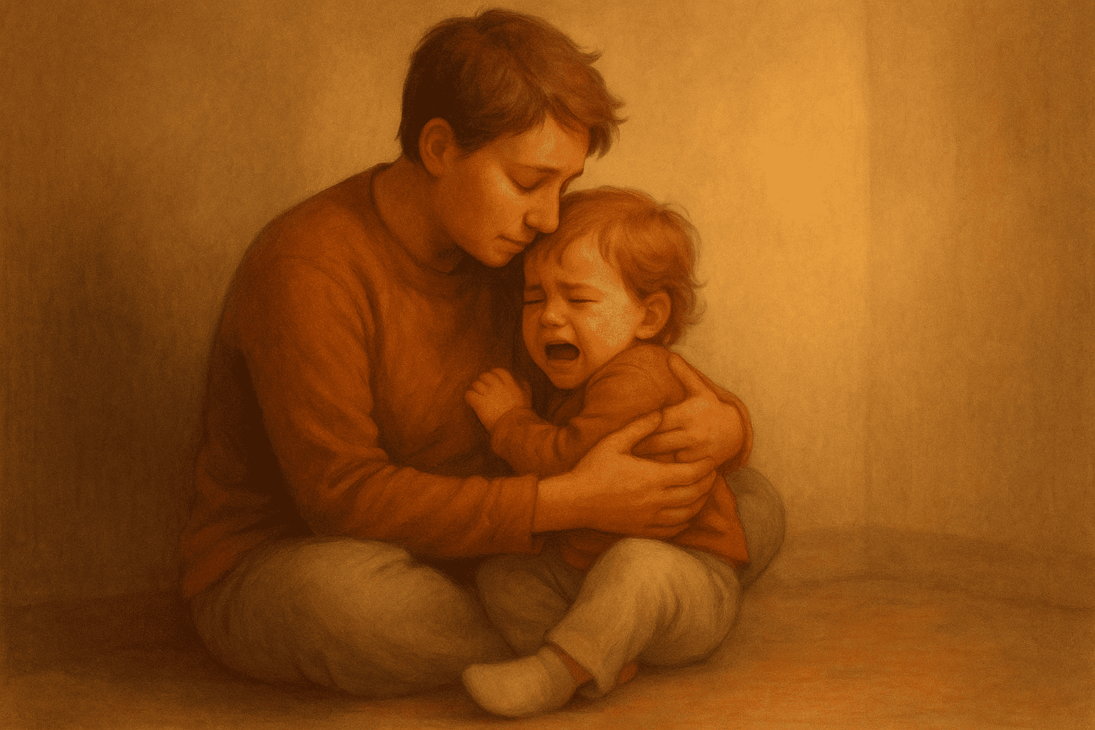 Rodzic wspiera płaczące dziecko – akceptacja emocji i bliskość