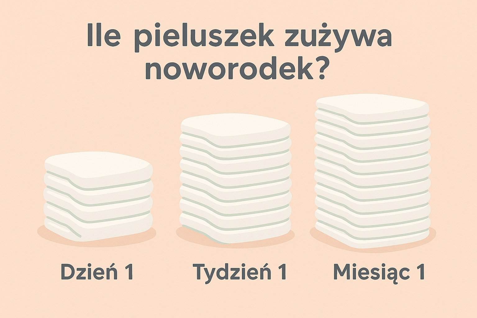 Symboliczne zużycie pieluszek w pierwszym miesiącu życia dziecka – ilustracja nagłówkowa.
