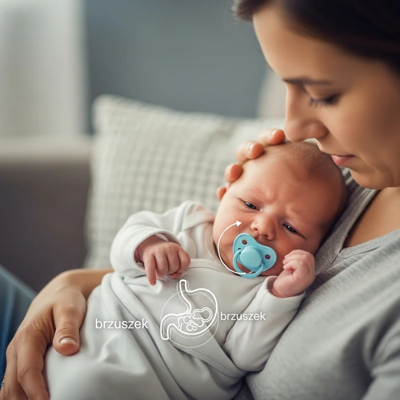 mama trzymająca niemowlę, które ma problemy z brzuszkiem