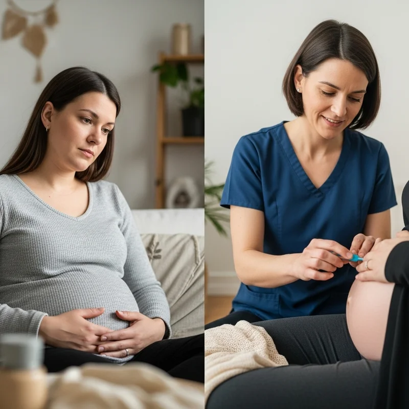 mama odmierzająca czas między skórczami vs pielęgniarka sprawdzająca skórcze