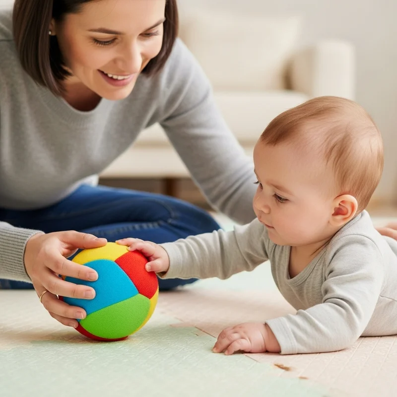 Gry z piłką dla dzieci – 25 pomysłów - Pierwsze turlanie i łapanie – bezpieczne gry z piłką dla najmłodszych (0-2 lata)