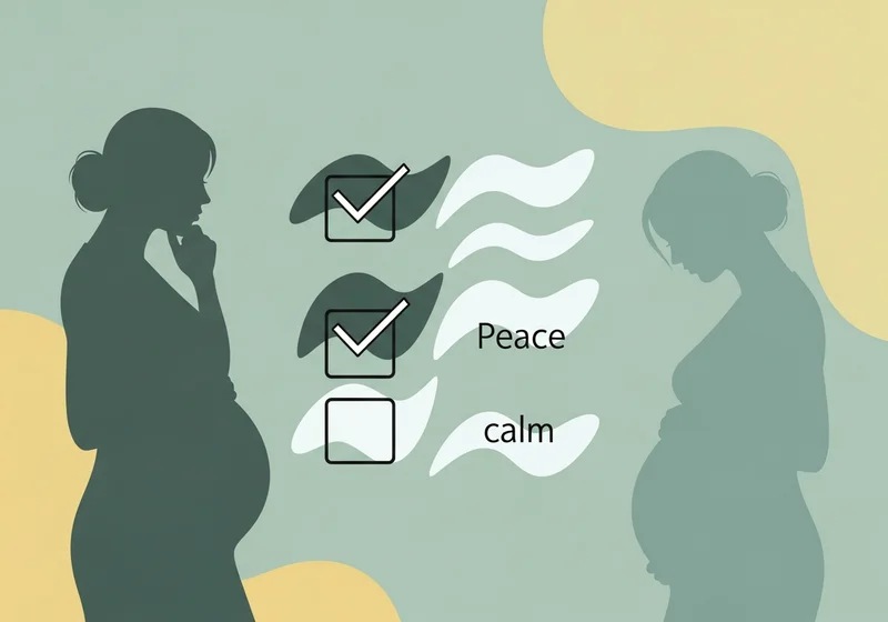 Sylwetki ciężarnych kobiet obok listy kontrolnej z oznaczeniami