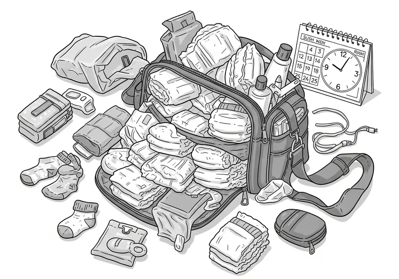 Torba do szpitala z pieluchami, kosmetykami i kalendarzem.